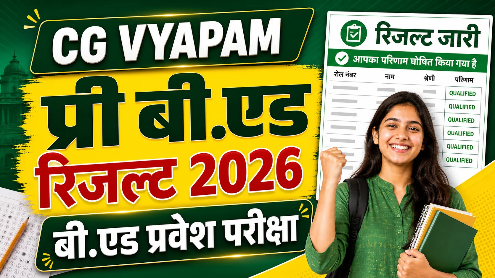 CG Vyapam Pre B.Ed Result 2026 (सीजी व्यापम प्री बी.एड रिजल्ट 2026)